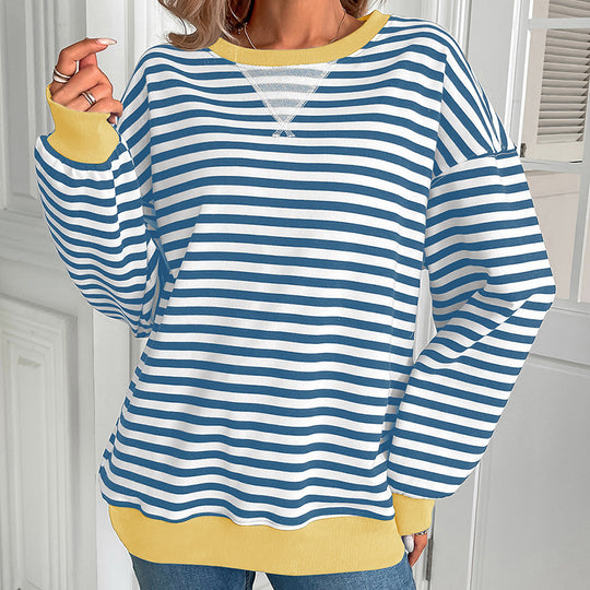 Damen gestreifter Pullover mit lockerer Passform EB