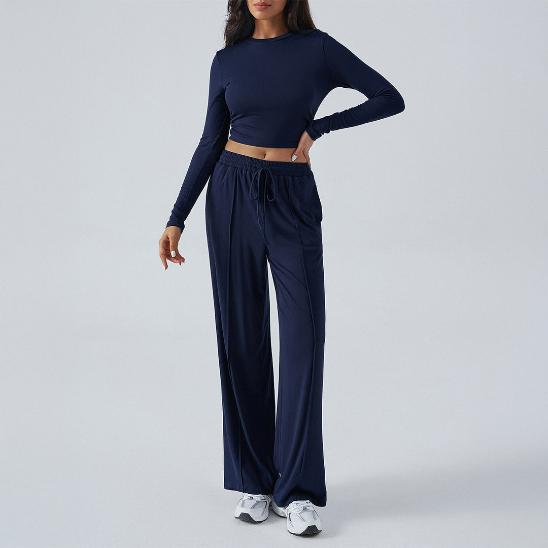 Damen nan weite Loungehose mit elastischem Kordelbund und fließender Jersey‑Qualität EB
