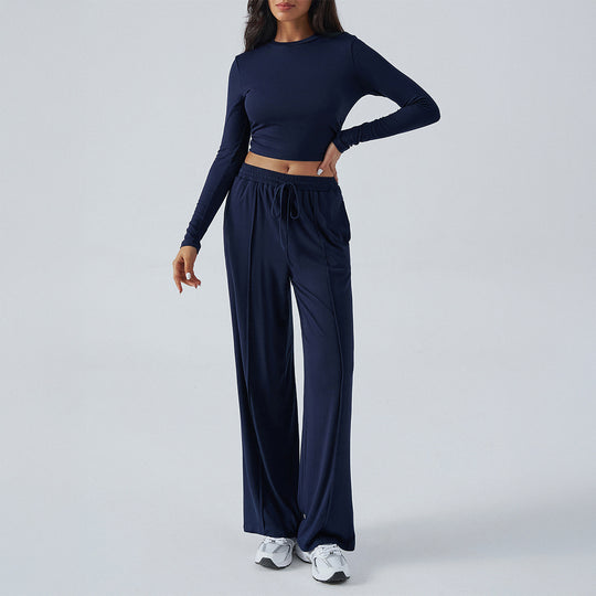 Damen nan weite Loungehose mit elastischem Kordelbund und fließender Jersey‑Qualität EB