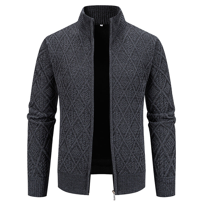 Herren Strickjacke mit strukturiertem Design und hohem Kragen EB