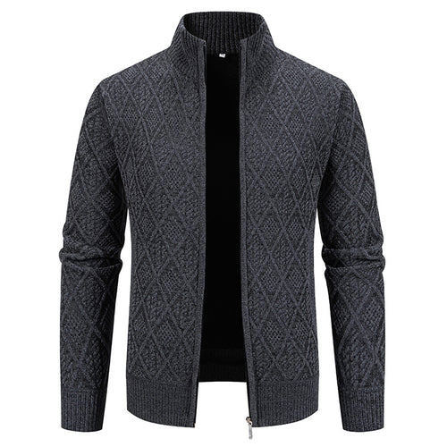Herren Strickjacke mit strukturiertem Design und hohem Kragen EB
