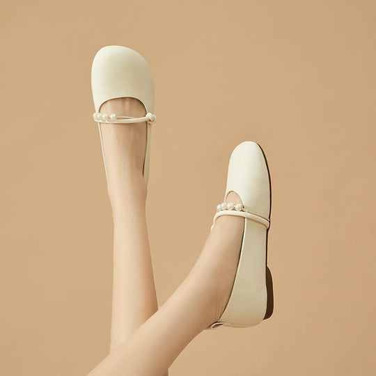 Damen Ballerinas mit perlenverziertem Riemen und elegantem Design EB