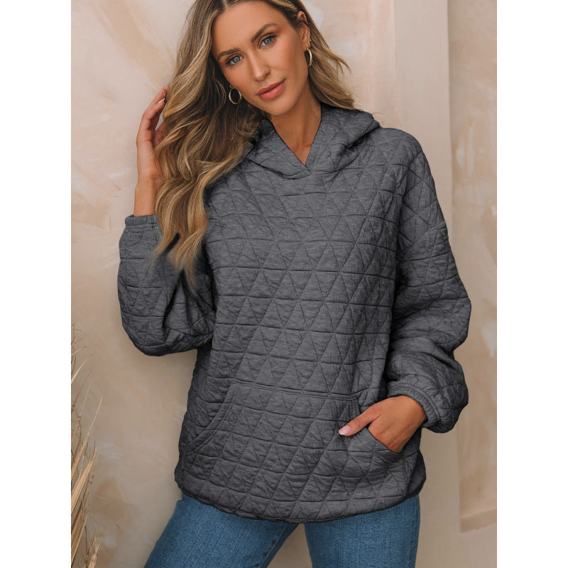 Damen gesteppter Kapuzenpullover mit praktischen Taschen EB