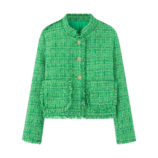 Damen Kurzjacke mit strukturiertem Design und goldenen Knöpfen EB