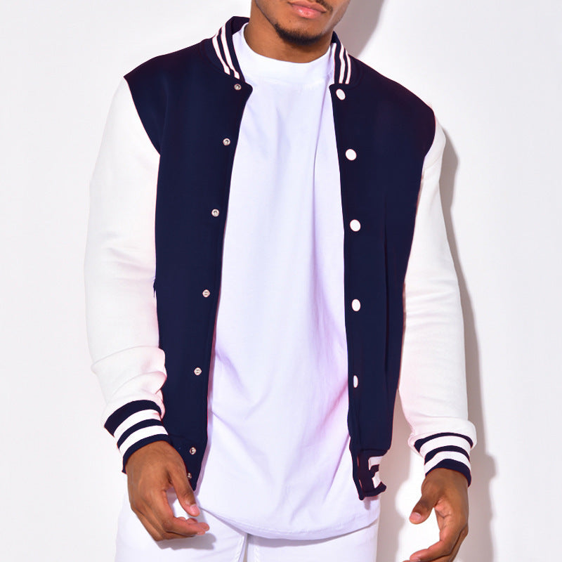 Herren Collegejacke mit kontrastierenden Ärmeln und Druckknopfverschlüssen EB