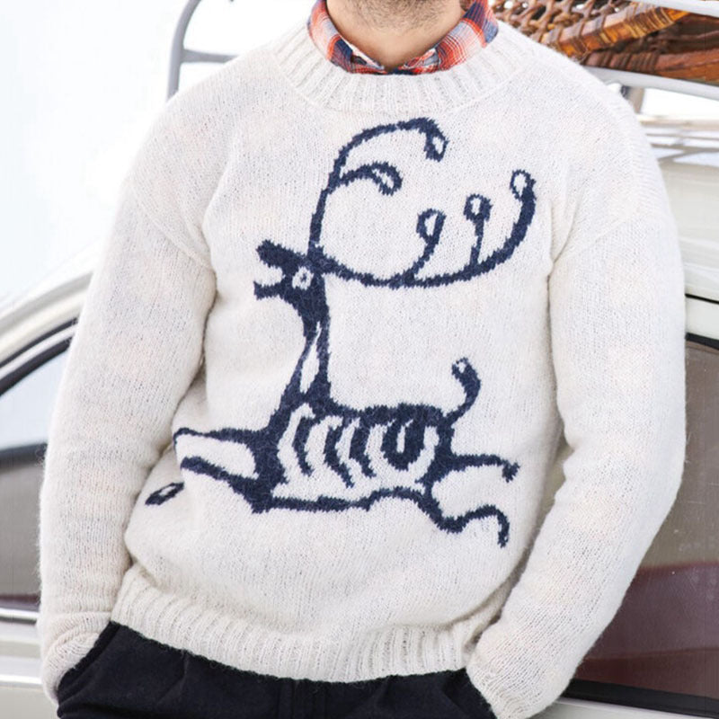 Herren Pullover mit festlichem Rentier-Motiv und hochwertiger Wollmischung EB