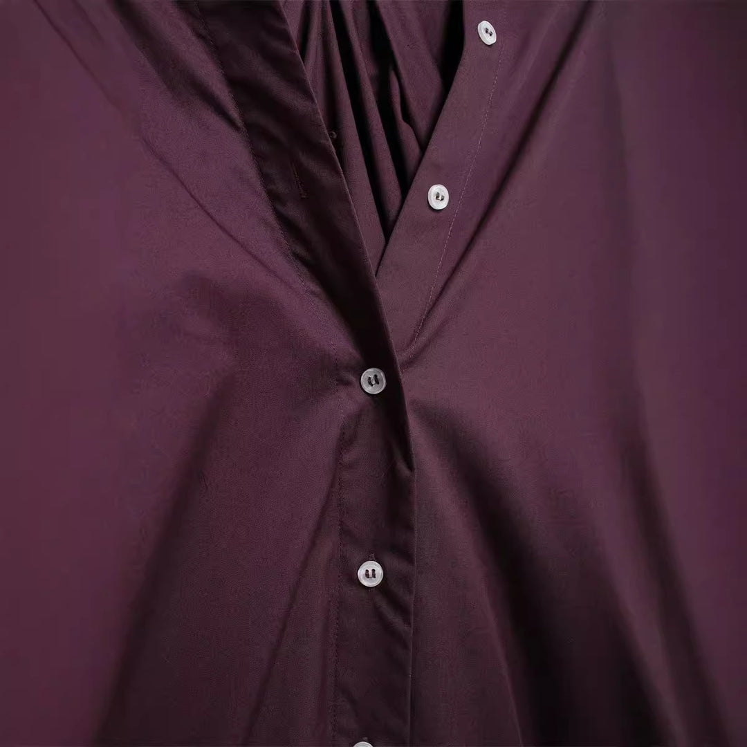 Damen vielseitige Bluse mit lässigem Schnitt und besonderem Falten-Design EB