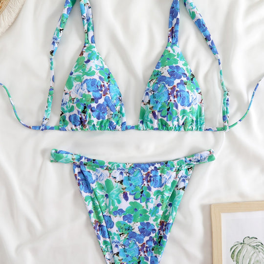 Damen Triangel-Bikini-Set mit modischem Tiermuster EB