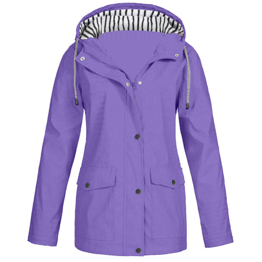 Damen nan wasserdichter Parka mit Kapuze, Kordelzug und aufgesetzten Taschen EB