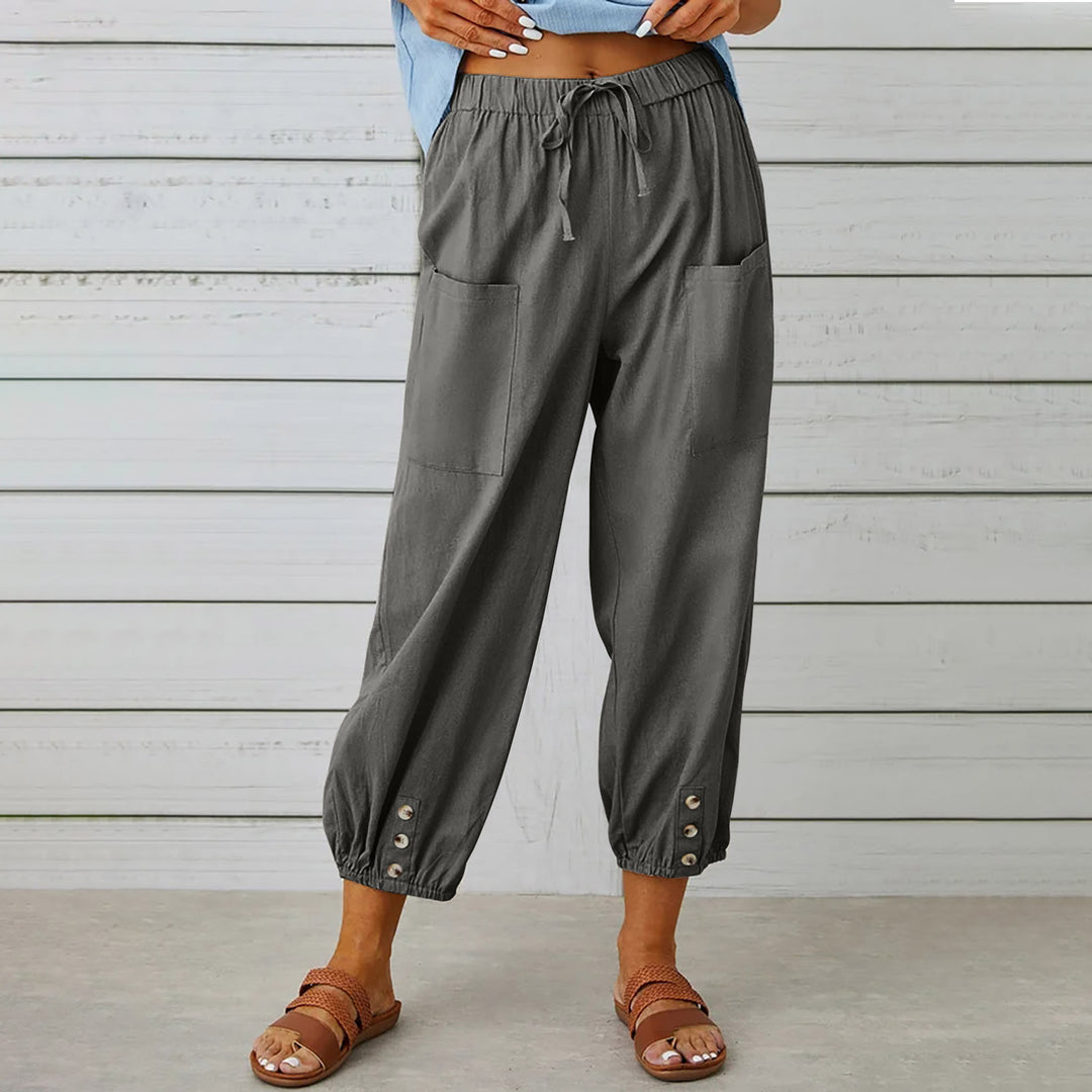 Damen Freizeithose mit elastischem Bund und praktischen Taschen EB