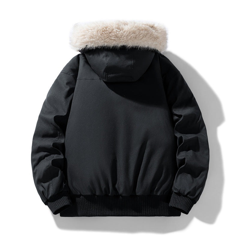 Herren wattierte Winterjacke mit Kapuze und abnehmbarem Kunstfellkragen EB