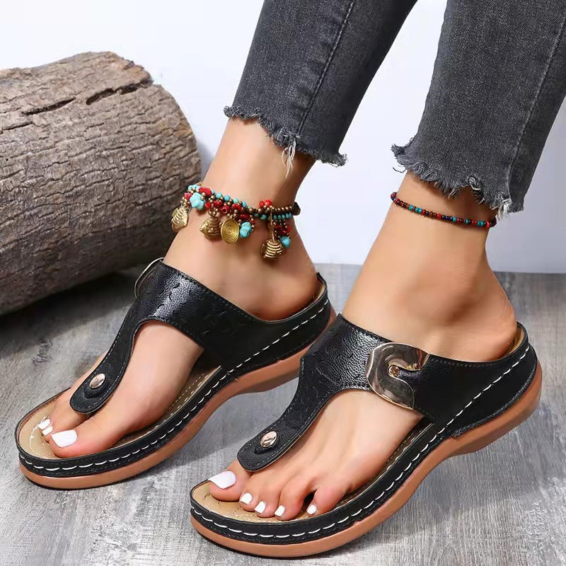 Damen Komfort-Sandalen mit anatomischem Fußbett und modischem Riemendesign EB