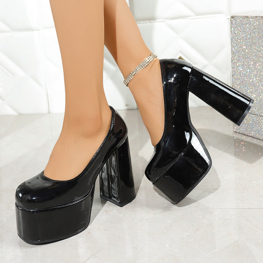 Damen Plateau-Pumps mit elegantem Blockabsatz und funkelndem Akzent EB