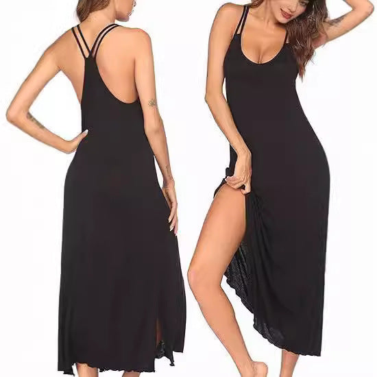 Damen Maxikleid mit eleganten Spaghettiträgern und lässigem Schnitt EB