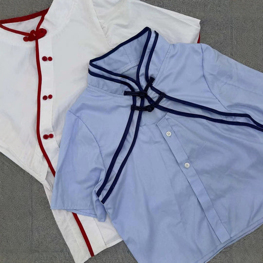 Damen Elegante Chiffon-Bluse mit Stehkragen und Rüschendetails EB