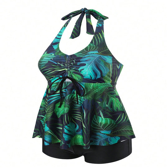 Damen Tankini-Set mit floralem Oberteil und bequemen Shorts EB