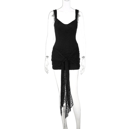 Damen Elegantes Kleid mit Spitzenverzierungen und Raffungsdetails EB