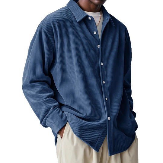 Herren nan oversized Kordhemd mit feiner Rippenstruktur und Relaxed-Fit EB
