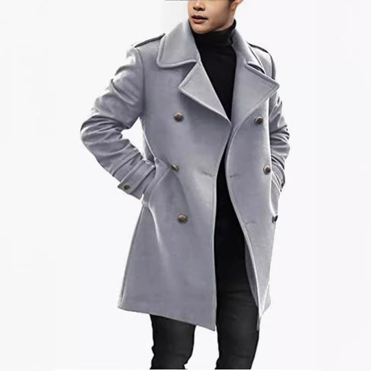 Herren eleganter, doppelreihiger Wollmantel EB