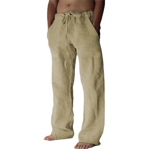 Herren nan Leinenhose mit weitem Schnitt Kordelzug und Seitentaschen EB