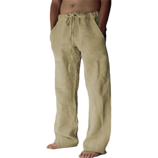 Herren nan Leinenhose mit weitem Schnitt Kordelzug und Seitentaschen EB