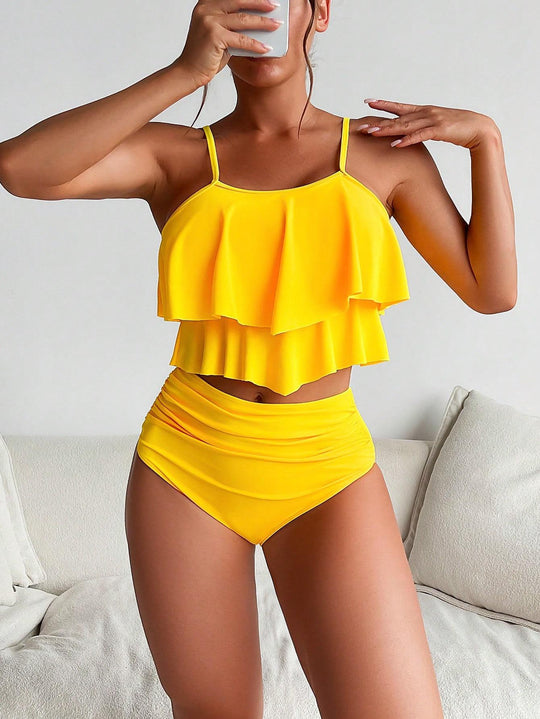 Damen Bikini-Set mit voluminösem Rüschendesign EB
