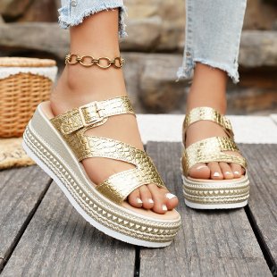 Damen Wedge-Sandalen mit geflochtenem Obermaterial EB