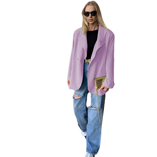 Damen Oversized Blazer mit Doppelknopf und elegantem Schnitt EB