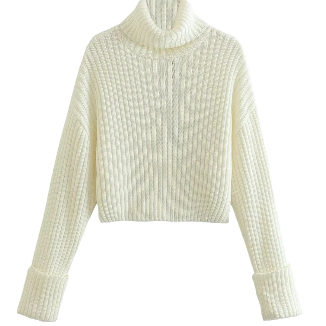 Damen Strickpullover mit hohem Kragen EB