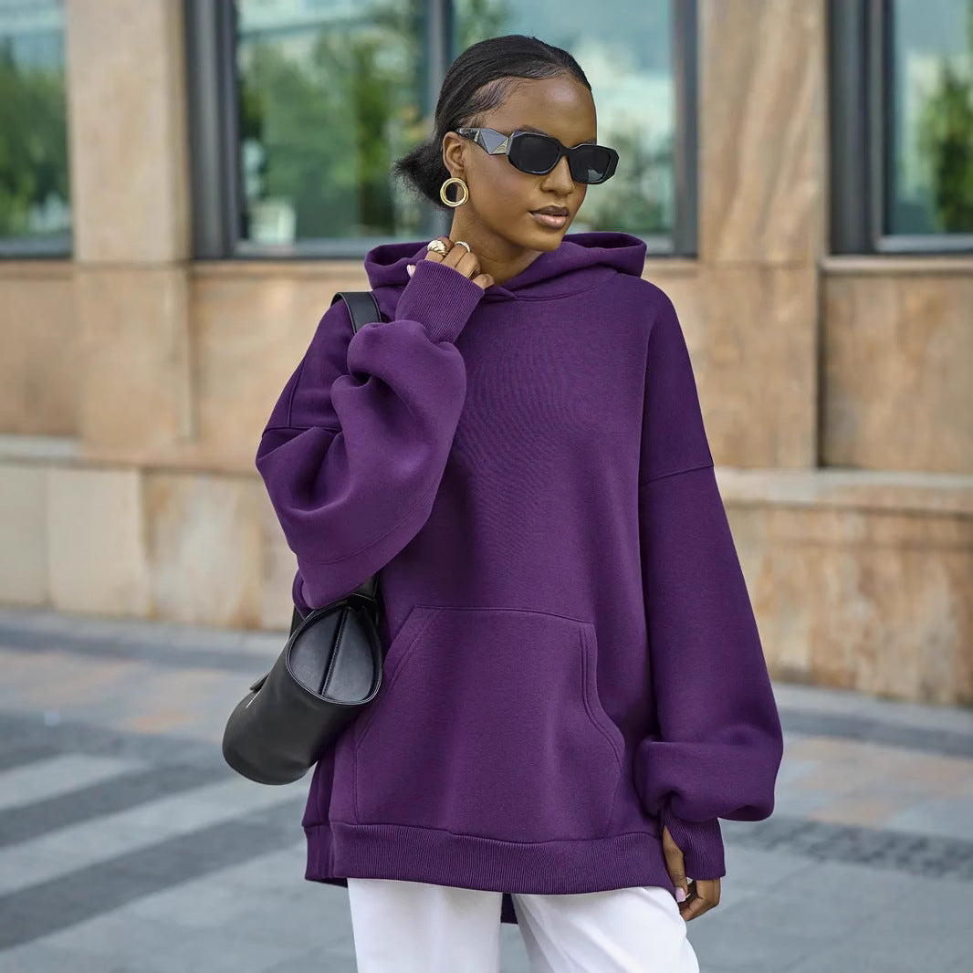 Damen Oversized Kapuzenpullover mit extra weitem Schnitt und Kängurutasche EB