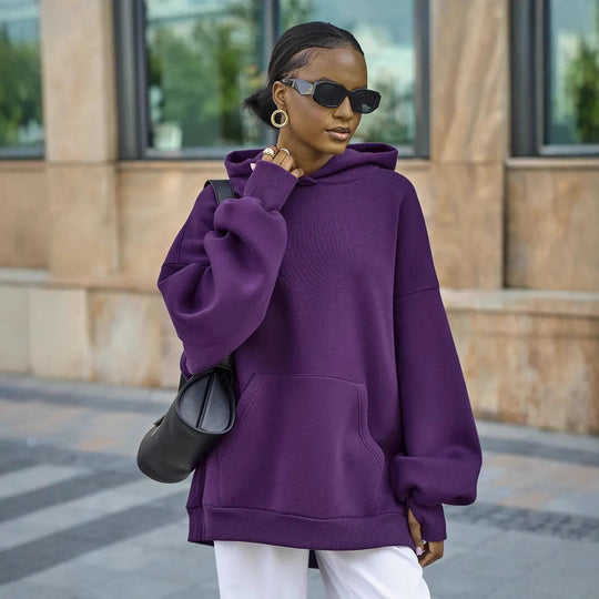 Damen Oversized Kapuzenpullover mit extra weitem Schnitt und Kängurutasche EB