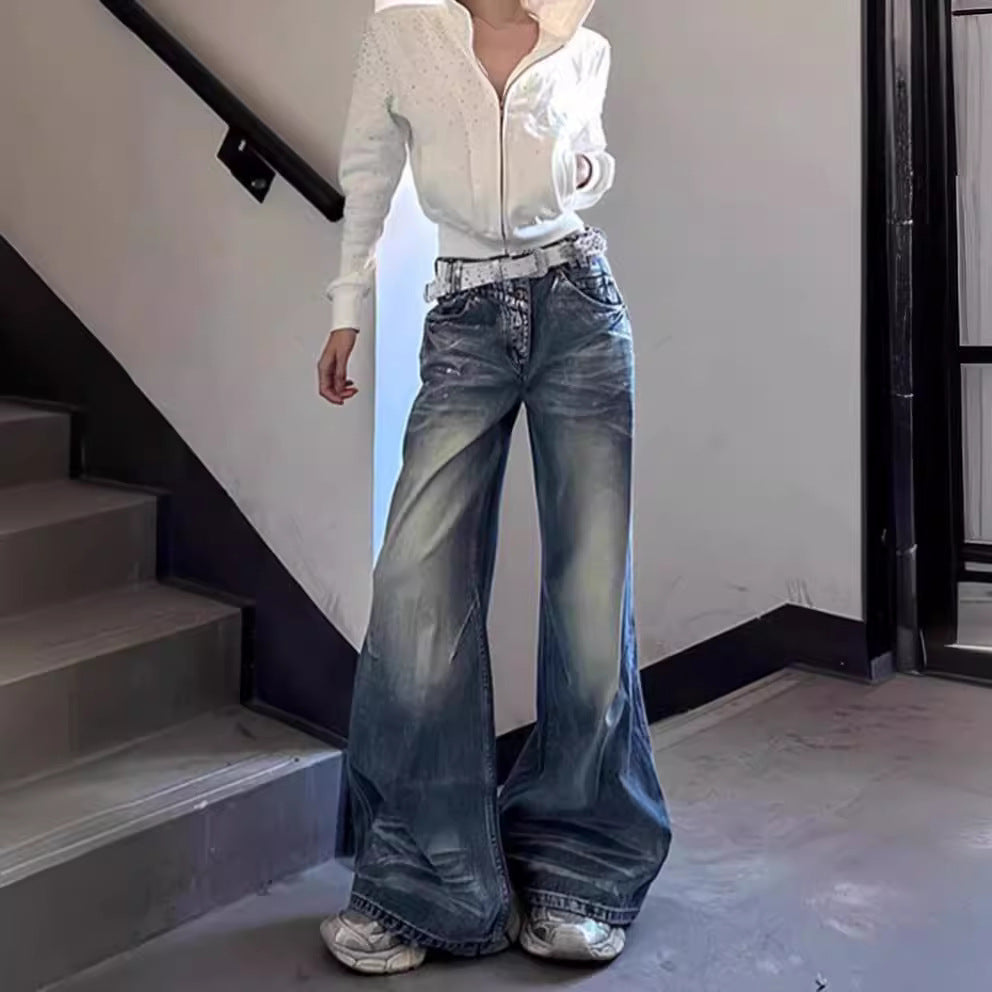 Damen Weite Jeans mit ausgefallenem Schnitt und modernem Design EB