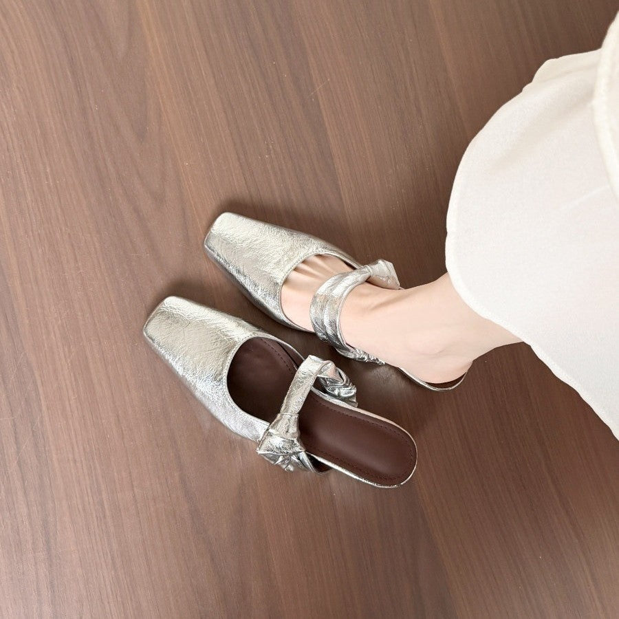 Damen elegante Sling-Pump mit modischem Schleifenakzent und komfortablem Blockabsatz EB