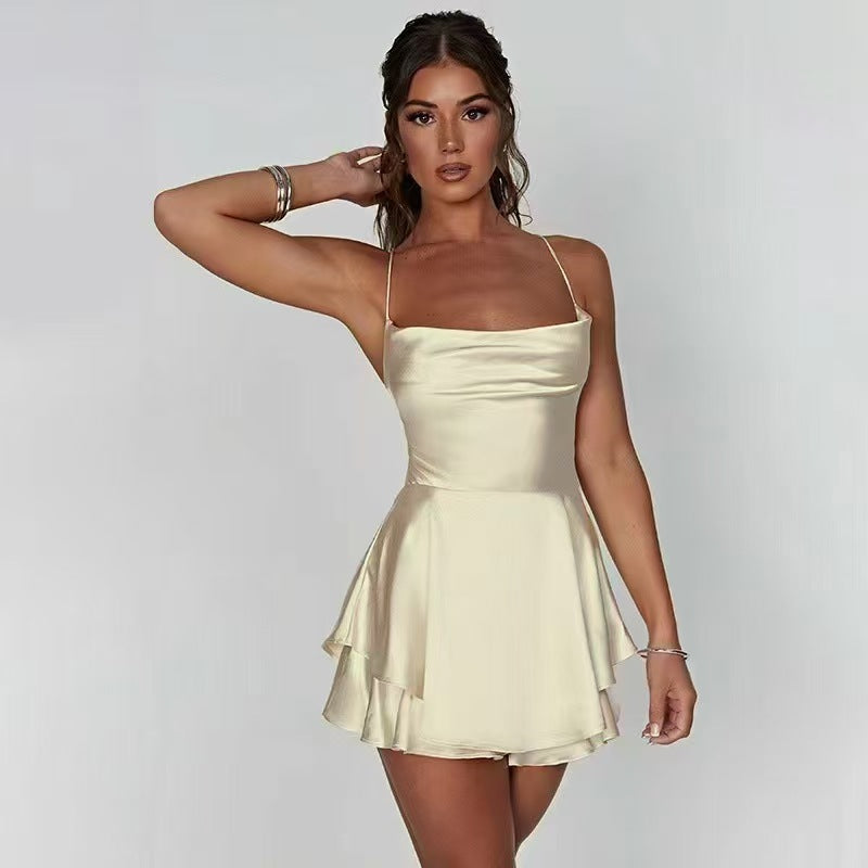 Damen-Minikleid mit sexy Schnitt, fließendem Rock, EB