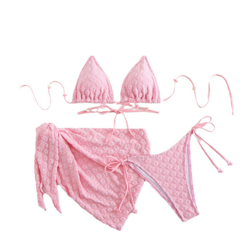 Damen Triangel-Bikini mit floralem Muster und dazugehörigem Rock EB
