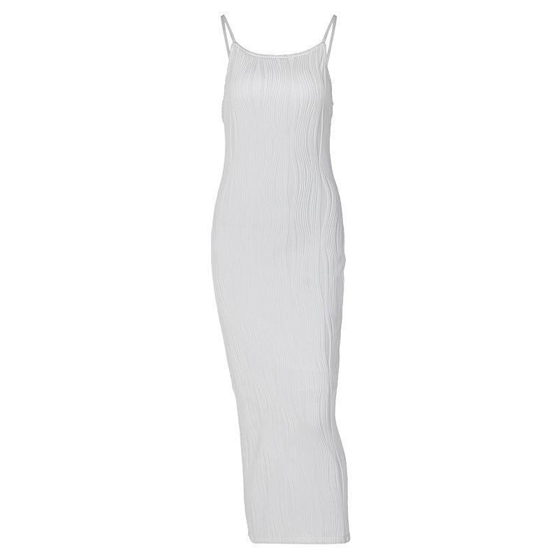 Damen Maxikleid im eleganten Wellenmuster mit Spaghettiträgern EB