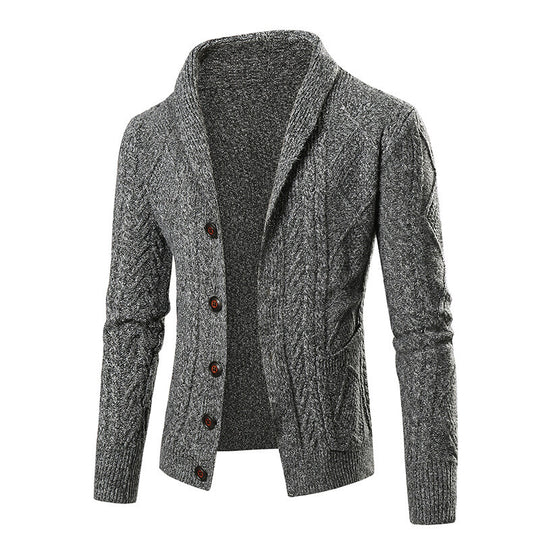 Herren Strickjacke mit elegantem Kabelmuster und Knopfleiste EB