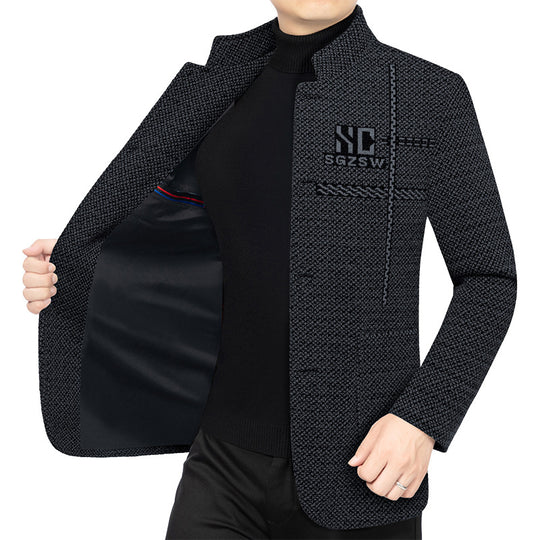 Herren Sakko-Cardigan mit wärmender Teddyfutter und Stehkragen EB