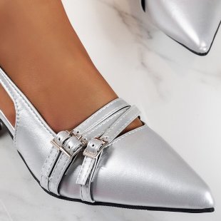 Damen elegante Slingback-Pumps mit schmalem Absatz und modischem Riemchen-Design EB