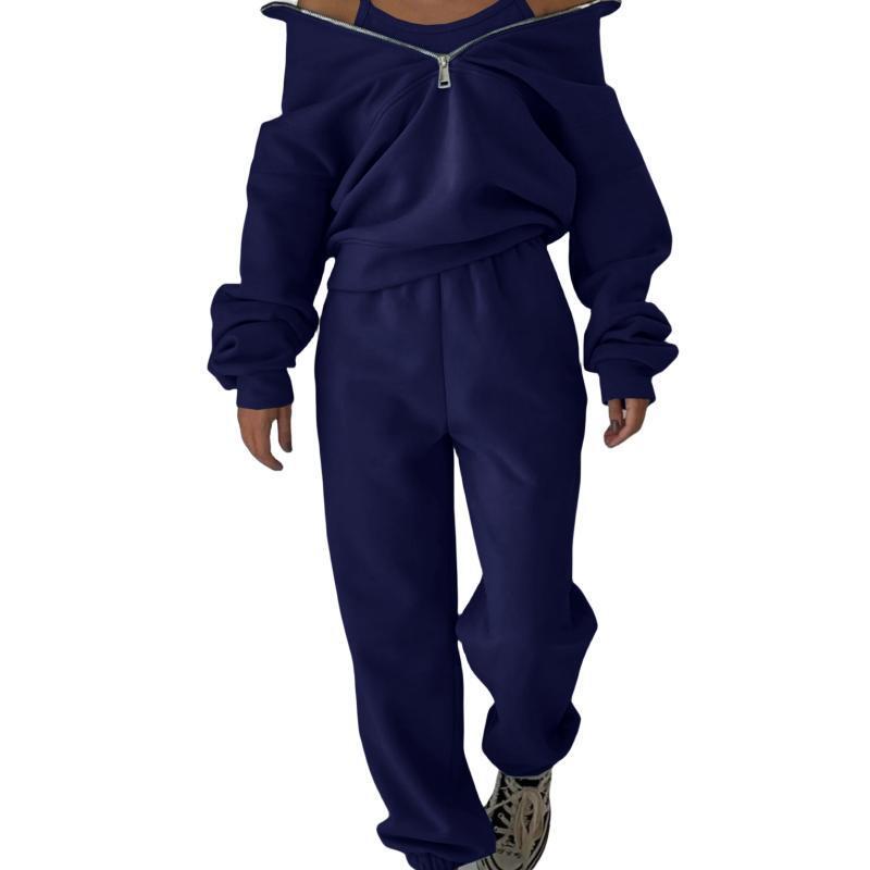 Damen Sweatshirt mit hohem Kragen und Reißverschluss EB
