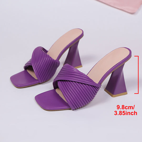 Damen elegante Plateau-Pantoletten mit geflochtenem Riemendesign EB