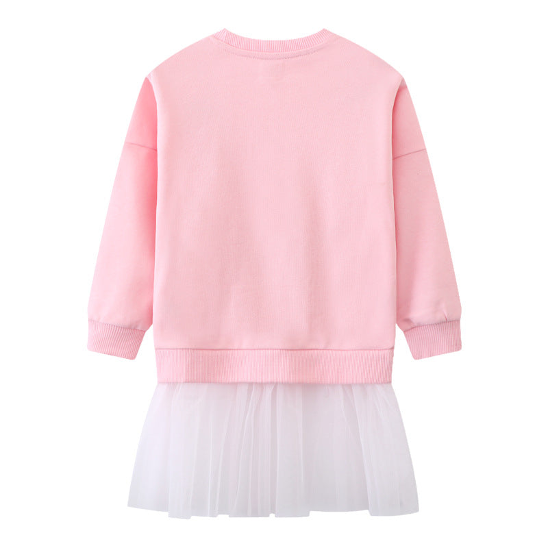 Mädchen Sweatshirt mit Tüllrock und bunten Ballerina-Applikationen EB