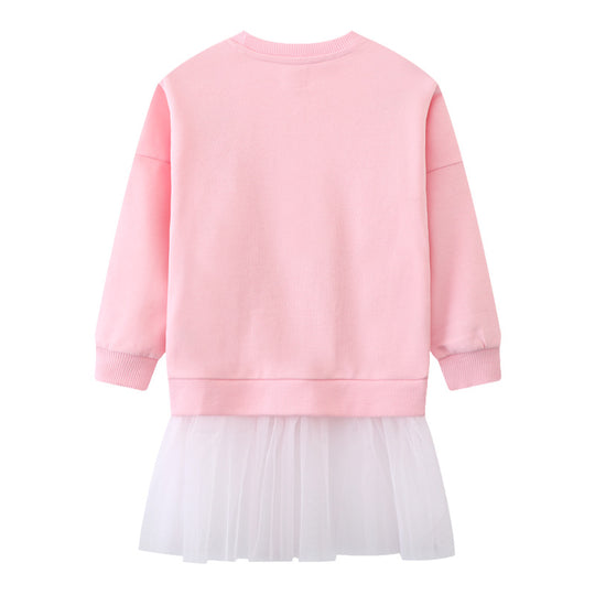 Mädchen Sweatshirt mit Tüllrock und bunten Ballerina-Applikationen EB