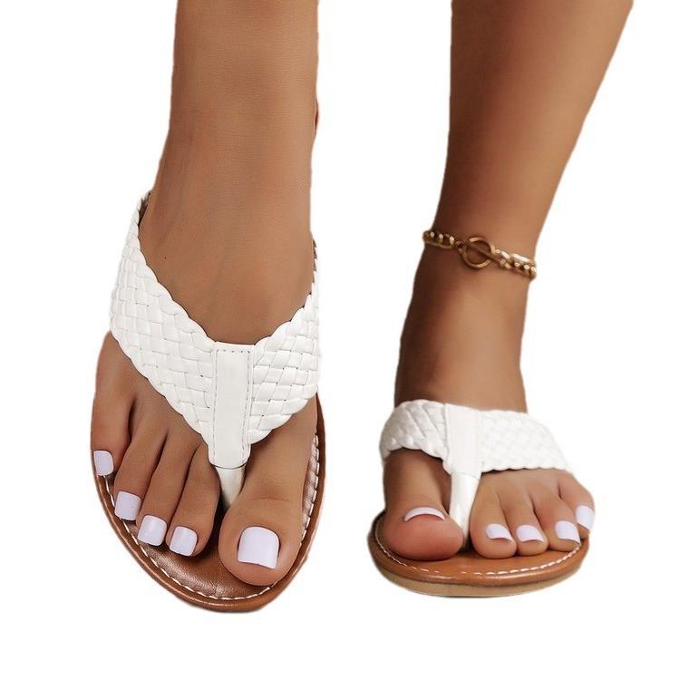 Damen geflochtene Zehentrenner-Sandalen EB
