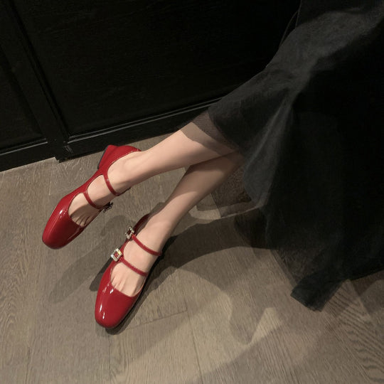 Damen elegante Slingback-Ballerinas mit funkelnden Schnallen EB