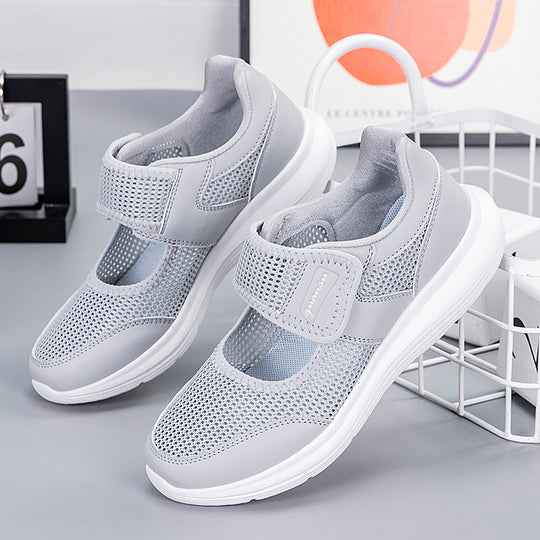 Damen Sportliche Slip-On Sneakers mit atmungsaktivem Netzdesign EB