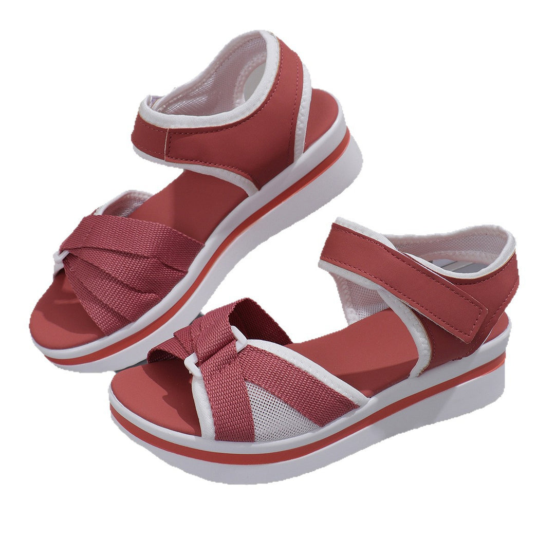 Damen Komfortable Wedge-Sandalen mit atmungsaktiver Mesh-Oberfläche und verstellbarem Riemendesign EB