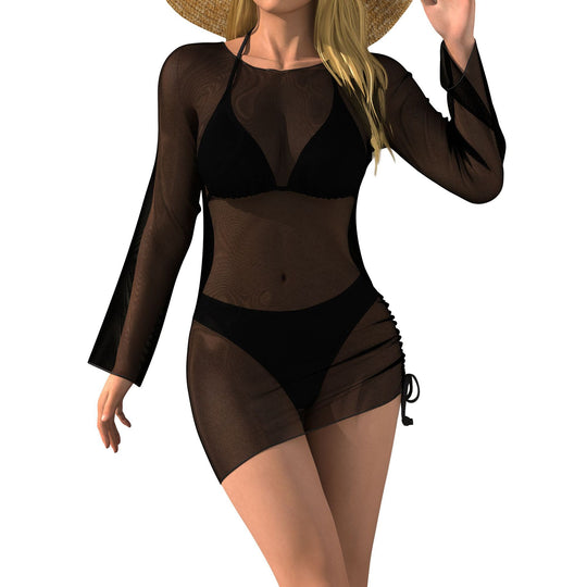 Damen Strandkleid mit transparenten Ärmeln EB