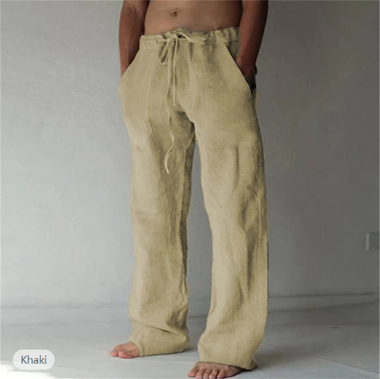 Herren nan Leinenhose mit weitem Schnitt Kordelzug und Seitentaschen EB