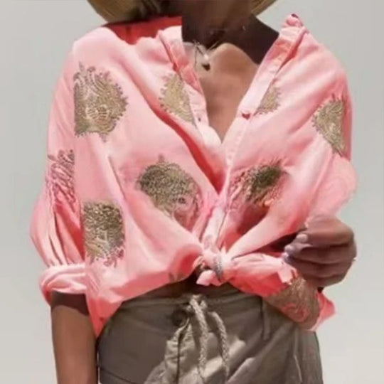 Damen Bluse mit kunstvollen Stickereien und weiten Ärmeln Heidi-Mode
